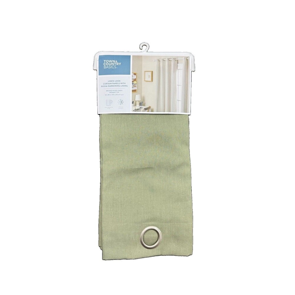 (A5) Town & Country Basics Bertram Sage Green Room Darkening Curtains 50x84 Pack